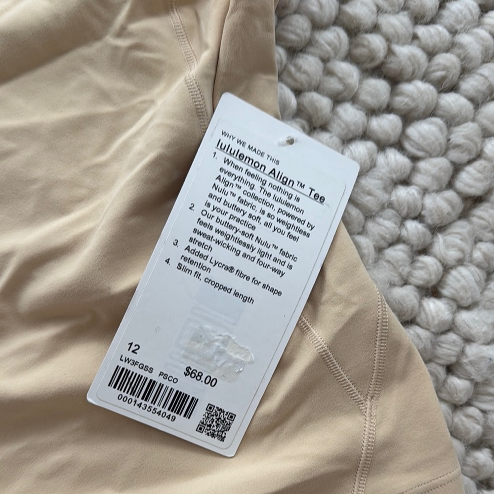 Lululemon Athletica Tan Fitted Crop Bodysuit with Cap Sleeves - Picture 2 of 3